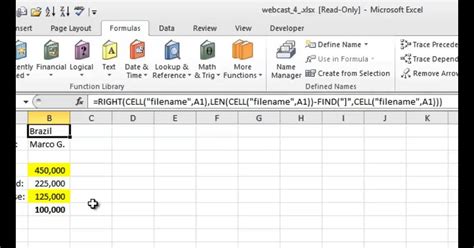 Excel Tab Name to Cell Link Example Gallery