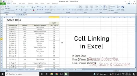 Excel Tab Name to Cell Link Tutorial Gallery