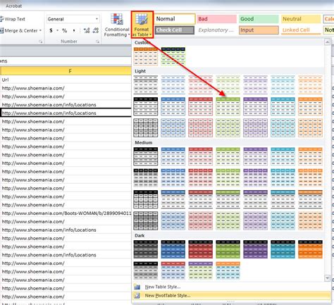 Excel Table Format