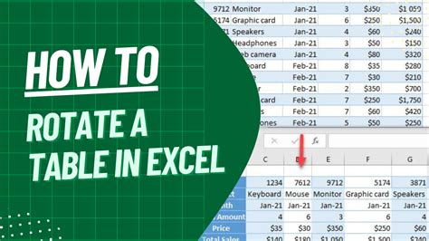 Excel Table Rotation Example 1