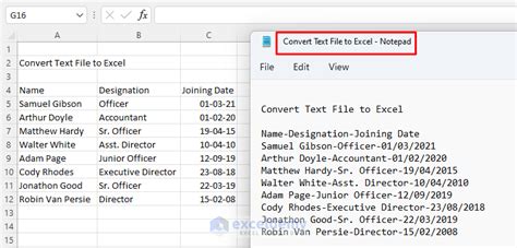 Excel Table to Text Options