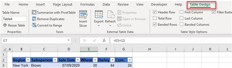 Excel Table Tools