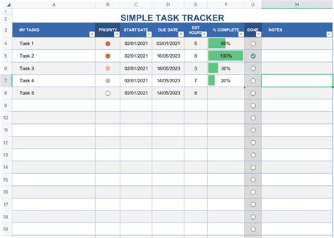 Excel Weekly Task Tracker