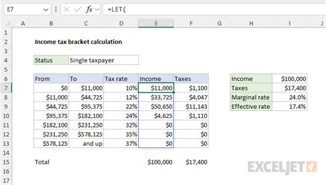 Excel Tax Bracket Calculator