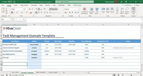 Excel template