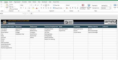 Excel Template Applications