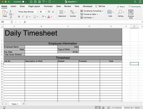 Excel Template Choice