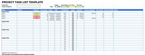 Excel Template Example