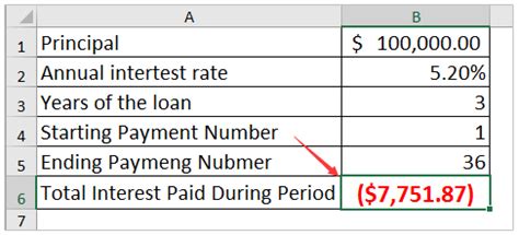 Excel Template for Calculating Total Interest