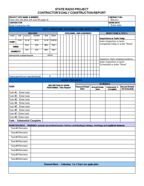 Excel Template for Daily Reports