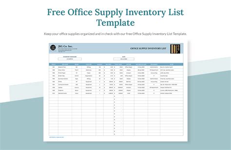 Excel Template for Office Supply Inventory