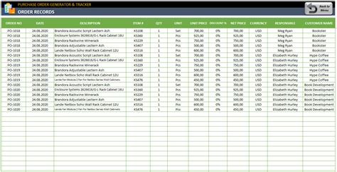 Excel Template for Purchase Order Management