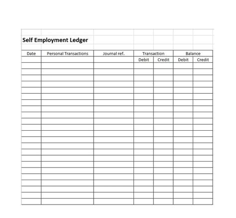 excel template for self employment ledger