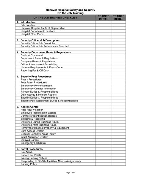 Excel Template for Training Checklist