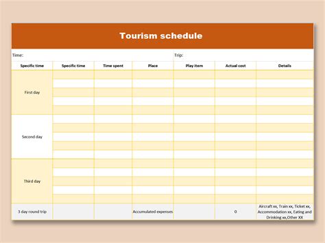 Excel Template for Travel Planning