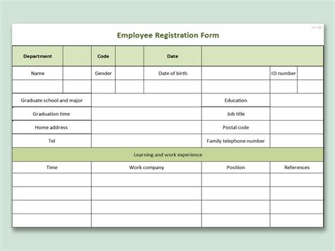 Excel template for forms