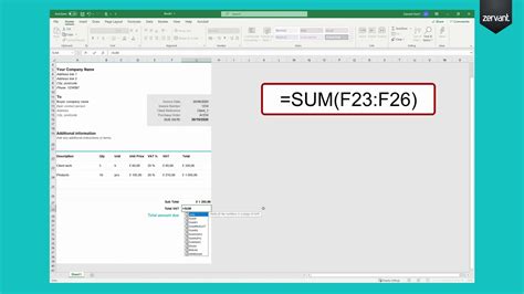 Excel template from scratch