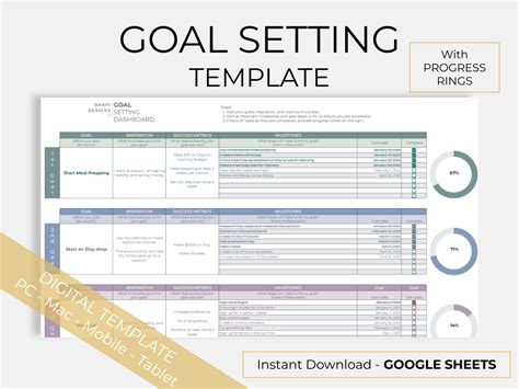 Excel Template Goals