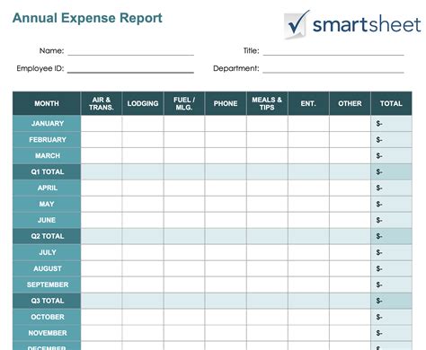 Excel template for reporting