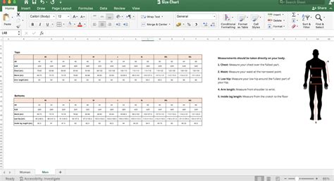 Excel Template for T-Shirt Sizes