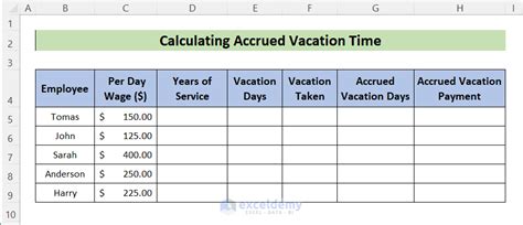 Excel Template for Vacation Accrual