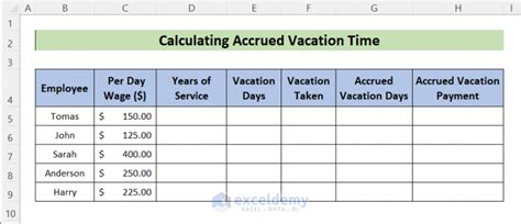 Excel Template for Vacation Accrual