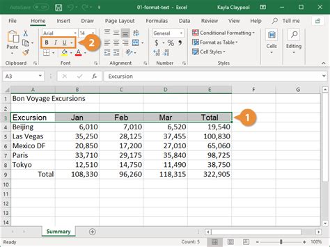 Excel text formatting example 2