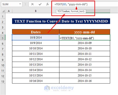 Excel TEXT Function Date Conversion