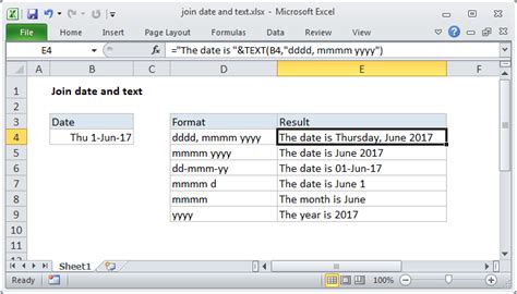 Using TEXT function for date formatting in Excel