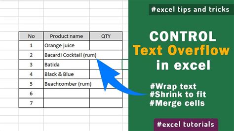 Excel text overflow gallery