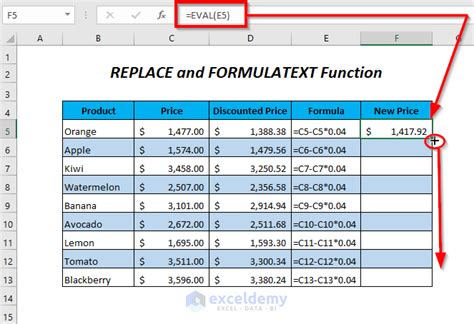 Excel text replacement example 1