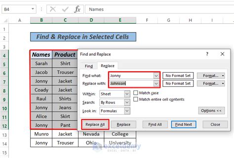 Excel text replacement example 3