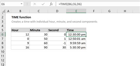 Excel Time Function