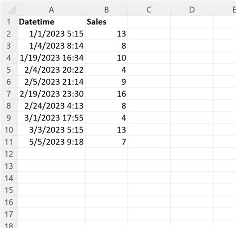 Excel Time Extraction Method 1