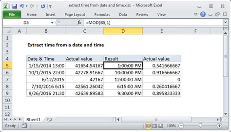 Excel Time Extraction Method 3