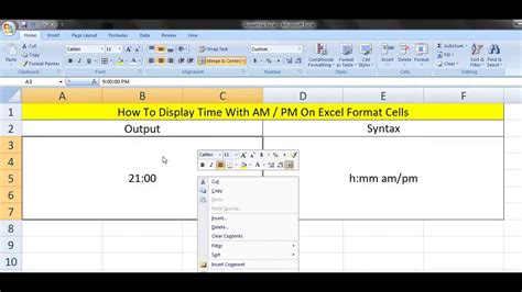 Excel Time Format AM/PM