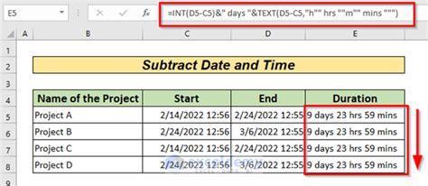 Excel time subtraction example 6