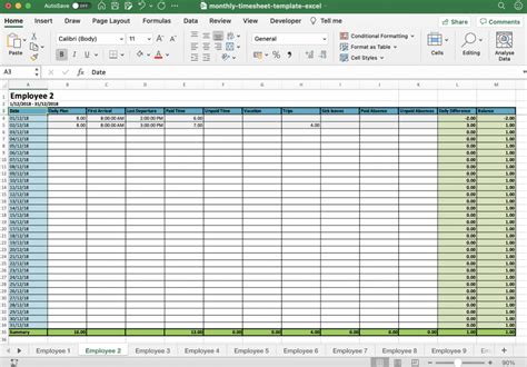 Excel time tracking software