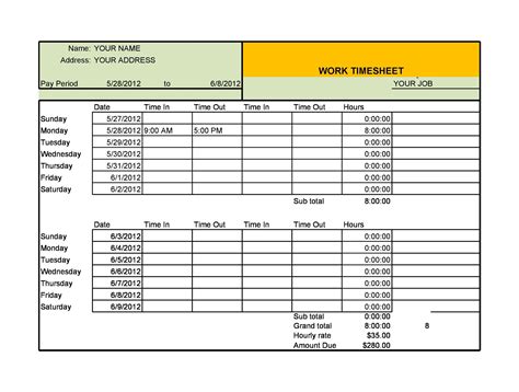 Excel Timesheet Template 3