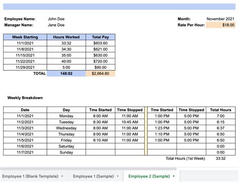 Excel Timesheet Template with Multiple Pay Rates