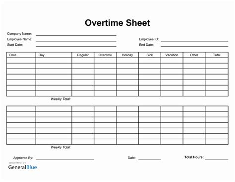 Excel Timesheet Template with Overtime