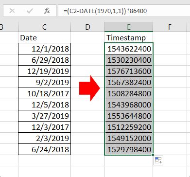 Excel timestamp conversion examples