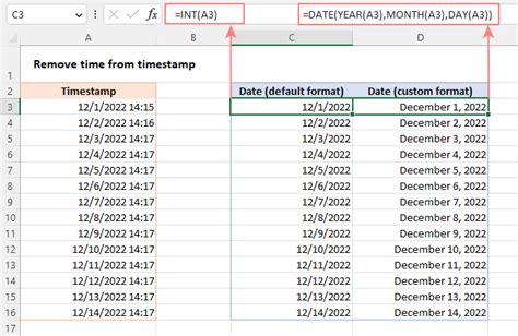 Excel timestamp formula example