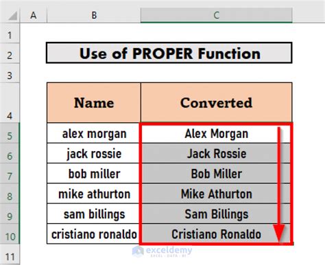 Excel title case example