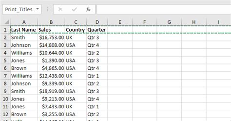 Excel Title Example