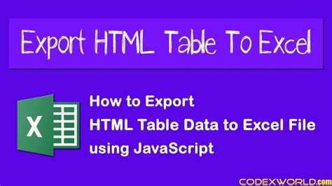 Excel to HTML Export