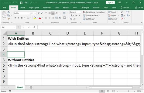 Excel to HTML Macro