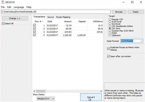 Excel to QFX converter screenshot 10