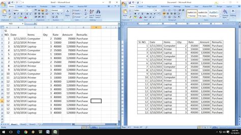 Copying an Excel table to paste into Word