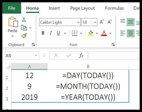 Excel TODAY Function Syntax